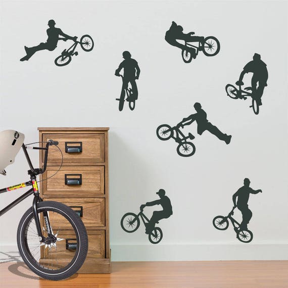 Bmx Bikes Tricks Cycling Kids Children Wall Stickers Art Mural Decor Decals  A15