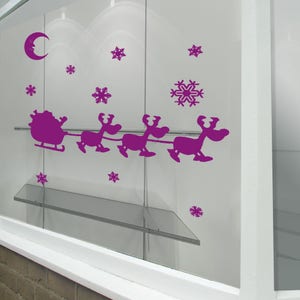 Noël Noël affichage Boutique fenêtre nouveau père Noël et son traîneau Stickers Autocollants A286 image 2