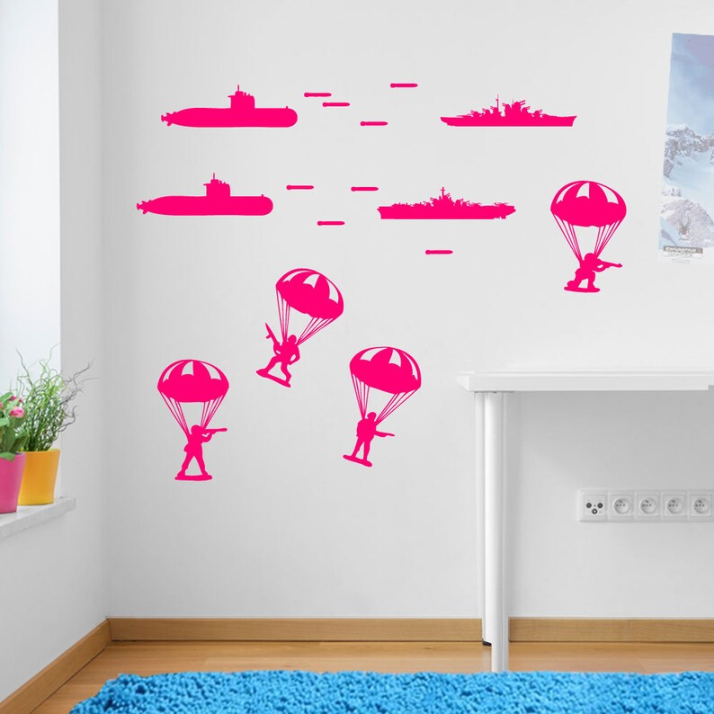 Army Military Paratroopers Submarines Wall Window Sticker Decals Kids Decor A170 image 9