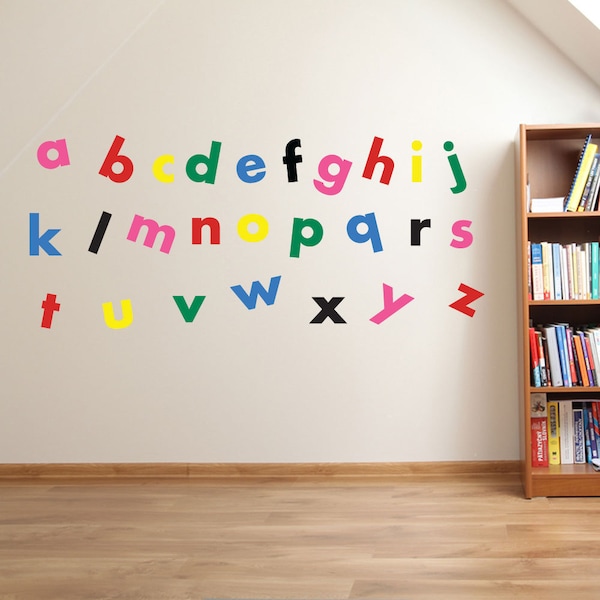 A to Z Alphabet Wall Stickers Kids Nursery Play Room Home Art Decoration Children's Decals Removable Handmade School Bedrooms  Bright VC-A07