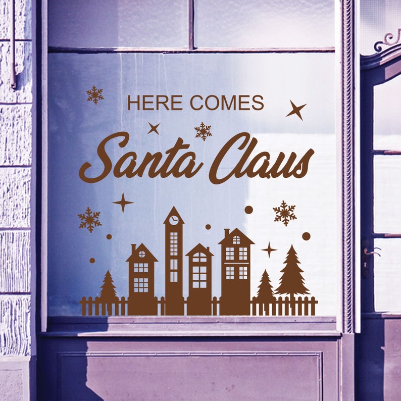 Christmas Shop Window Santa Xmas Baubles Decal Display Wall | Etsy