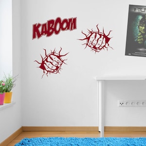 Kaboom Two Fists Hands Smash Wall Sticker Decal Kid Decor - Etsy