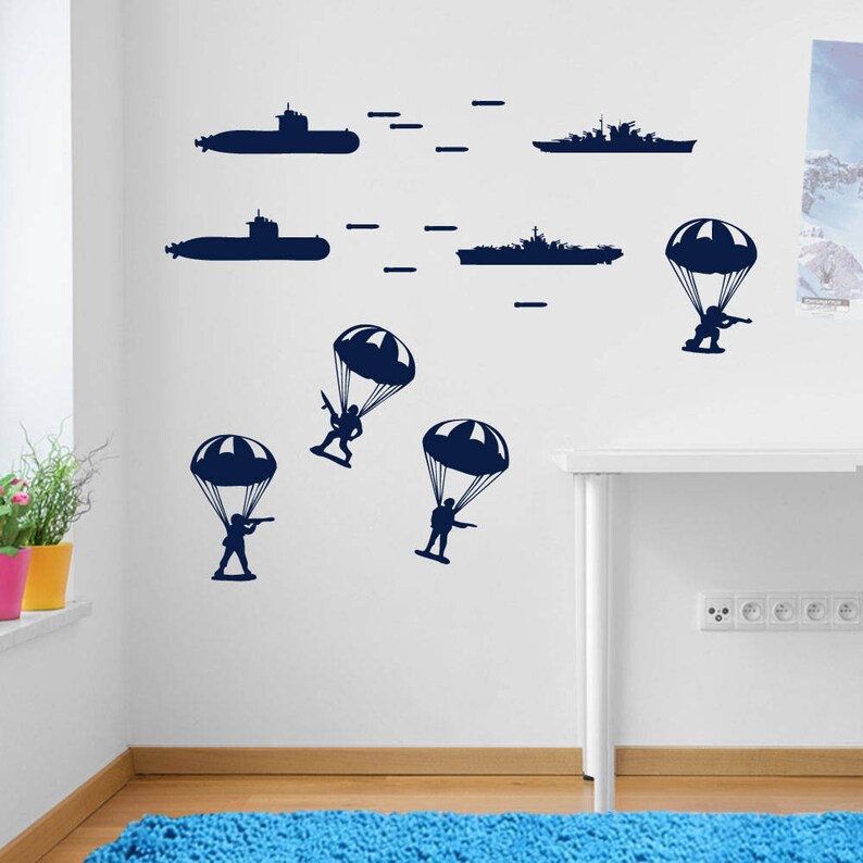 Army Military Paratroopers Submarines Wall Window Sticker Decals Kids Decor A170 image 3