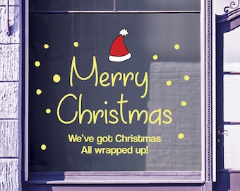 Merry Christmas Shop Window Stickers Festive Xmas Santa Sign Display Decal B91M