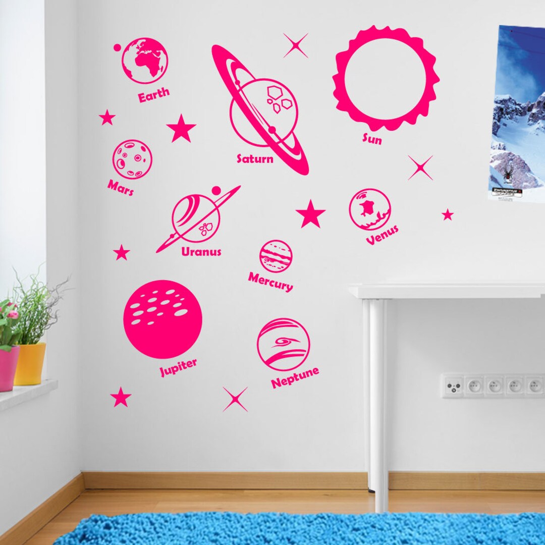 Planets Sun Solar System Space Wall Window Stickers Decals Kids Decor ...