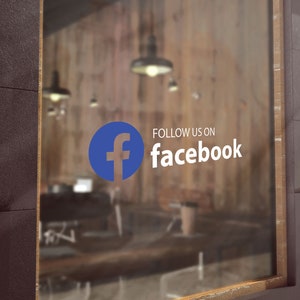 Follow Us Facebook Sign Shop Window Display Store Decal Stickers Signage S44
