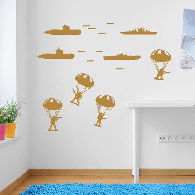 Army Military Paratroopers Submarines Wall Window Sticker Decals Kids Decor A170 image 4