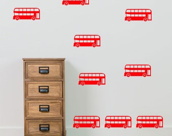 London Bus PACK 9 Old Style Buses Transport New Children Wall Stickers Decals B7