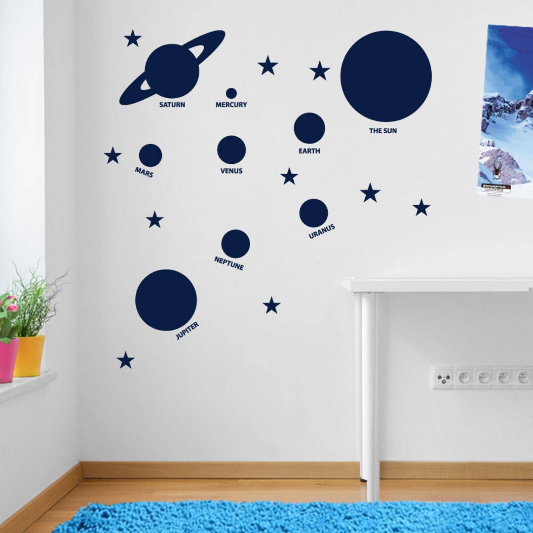 Planets Sun Solar System Space Wall Window Stickers Decals Kids Decor ...