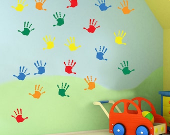 Kids Hand Prints Wall Stickers Kids Nursery Play Room Home Art Decoration Children Decals Removable Handmade School Bedrooms Bright VC-A25