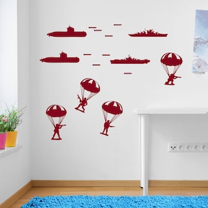 Army Military Paratroopers Submarines Wall Window Sticker Decals Kids Decor A170 image 1