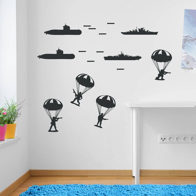 Army Military Paratroopers Submarines Wall Window Sticker Decals Kids Decor A170 image 2