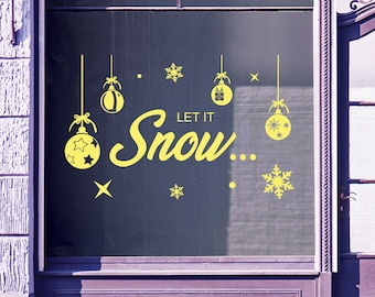 Christmas Shop Window Let It Snow Decal Display Xmas Wall Stickers Festive B57