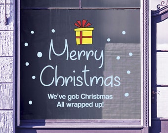 Merry Christmas Shop Window Sticker Festive Xmas Present Sign Display Decal B92L