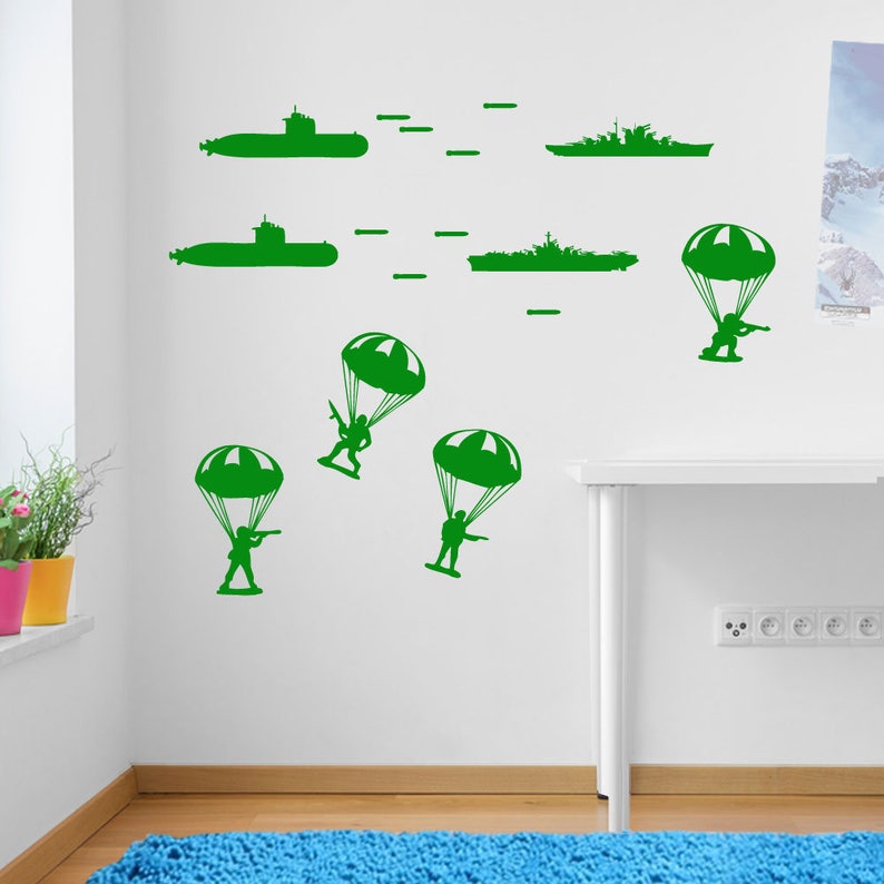 Army Military Paratroopers Submarines Wall Window Sticker Decals Kids Decor A170 image 5