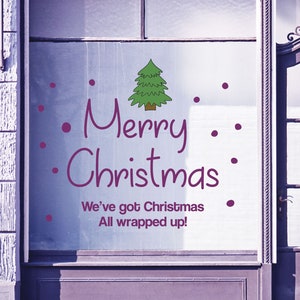 Joyeux Noël Vitrine Autocollant Festive Xmas Arbre Signe Affichage Décalque B93L