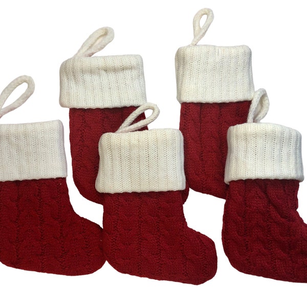Wholesale Mini Knit Stockings Plain for Christmas for Silverware, small gifts or to personalize in groups of 5