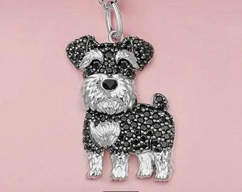 Schnauzer Pendant Necklace is Charming with Black Spinet Gemstones Dog Lover Gift Schnauzer Breed Necklace Gift for Dog Mom or Daughter