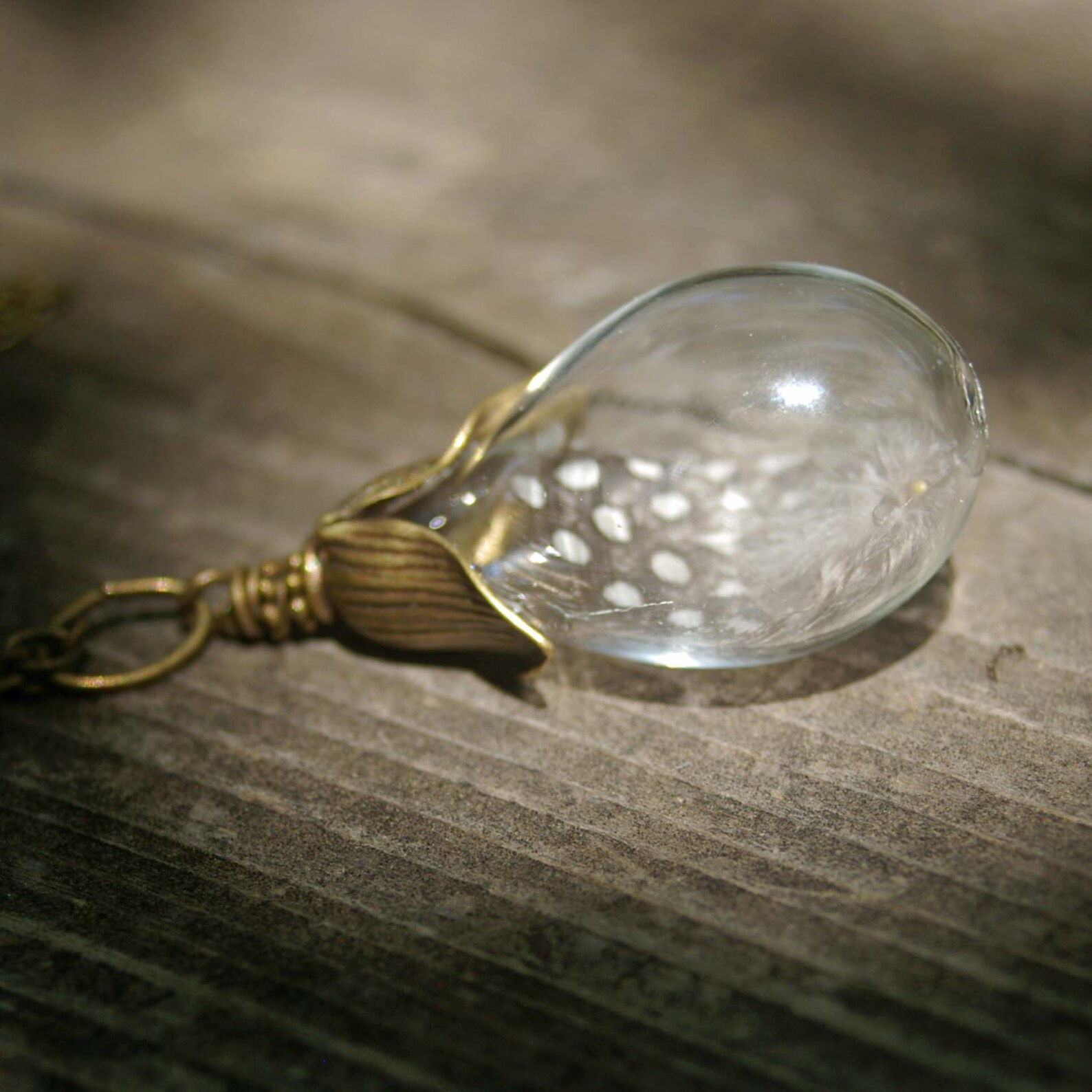 Spotted Feather Globe Necklace Spotted Feather in Glass Globe Etsy