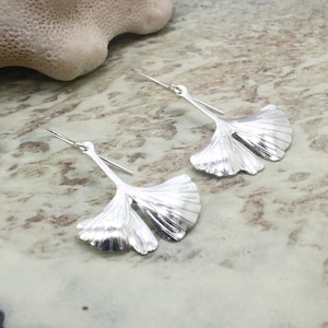 Silver Ginko Earrings, Silver Earrings, Ginko Leaf Earrings, Dangle Earrings, Lightweight Earrings, New Beginnings, Divorce Gift, Longevity