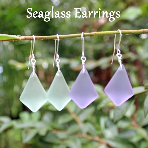 Sea Glass Earrings / Beach Glass Earrings / Summer Earrings / Seafoam Green / Lavender / Dangle Earrings / Gift for Her / Gift for Teacher