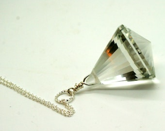 Crystal Necklace, Large Crystal Drop Necklace - Good Luck, Crystal, Gem, Long Necklace, Faceted Crystal, Earth, Wind, Fire, Water