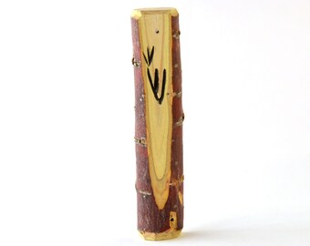 Salt Cedar Wood Mezuzah Case with Scroll