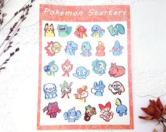 Starter Pokemon- Hand-Made Stickers for Nerds