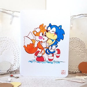 Quick Hug, Sonic Thank You Cards for Nerds Folded Card 4.5x6''