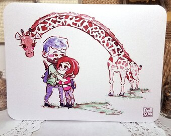 Joel, Ellie, & Giraffe, Last of Us; Father's Day - Cards for Nerds