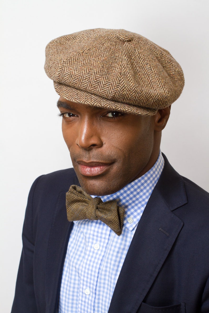 herringbone newsboy cap