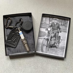 MOPAR Reclaimed SPARK PLUG Keychain - Durable Cowhide and Steel by Repeal Moto Club image 1