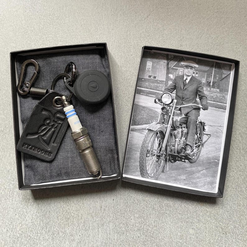 MOPAR Reclaimed SPARK PLUG Keychain - Durable Cowhide and Steel by Repeal Moto Club image 1