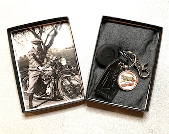 BENGAL GREEN Gas KEYCHAIN - Durable Cowhide and Steel With Air tag holder Repeal Moto Club  Keychain