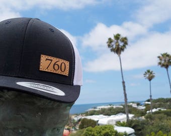 Personalize YOUR Area Code on a 6606 Retro Trucker, Area Code Hat with Leather