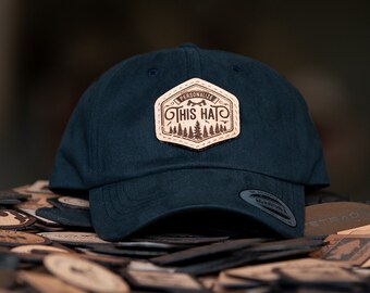 12 Custom "Dad Cap" Leather Patch Hats, Company Logo, or Personal Design