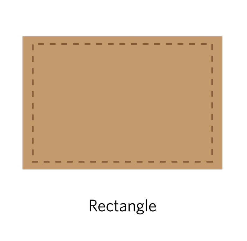 May include: A brown rectangle with a dashed line border. The word "Rectangle" is written below the rectangle.