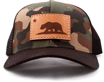 Cal Republic Authentic Leather Patch Camo Snapback