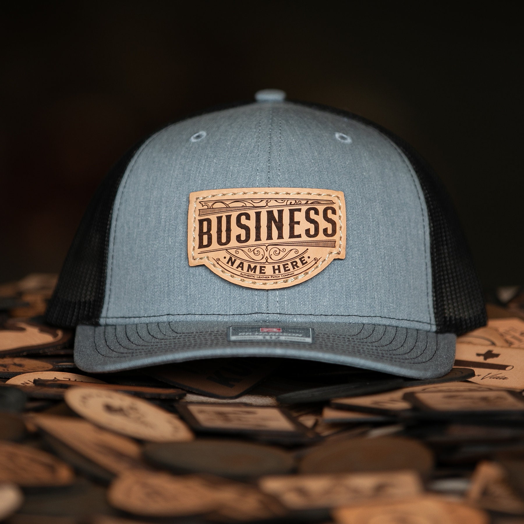 36 Custom Richardson 112s Leather Patch Hats, Company Logo  display picture 3