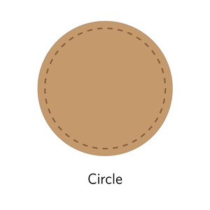 May include: A brown circle with a dashed line border. The word "Circle" is written below the circle.