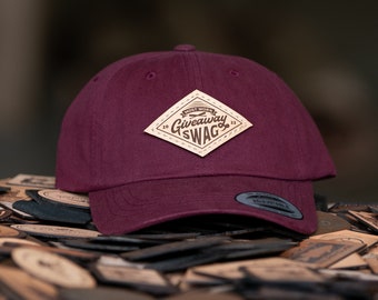 Custom "Dad Cap" Leather Patch Hat, Company Logo, or Personal Design