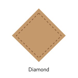 May include: A brown diamond shape with a dashed outline. The word "Diamond" is written below the shape.