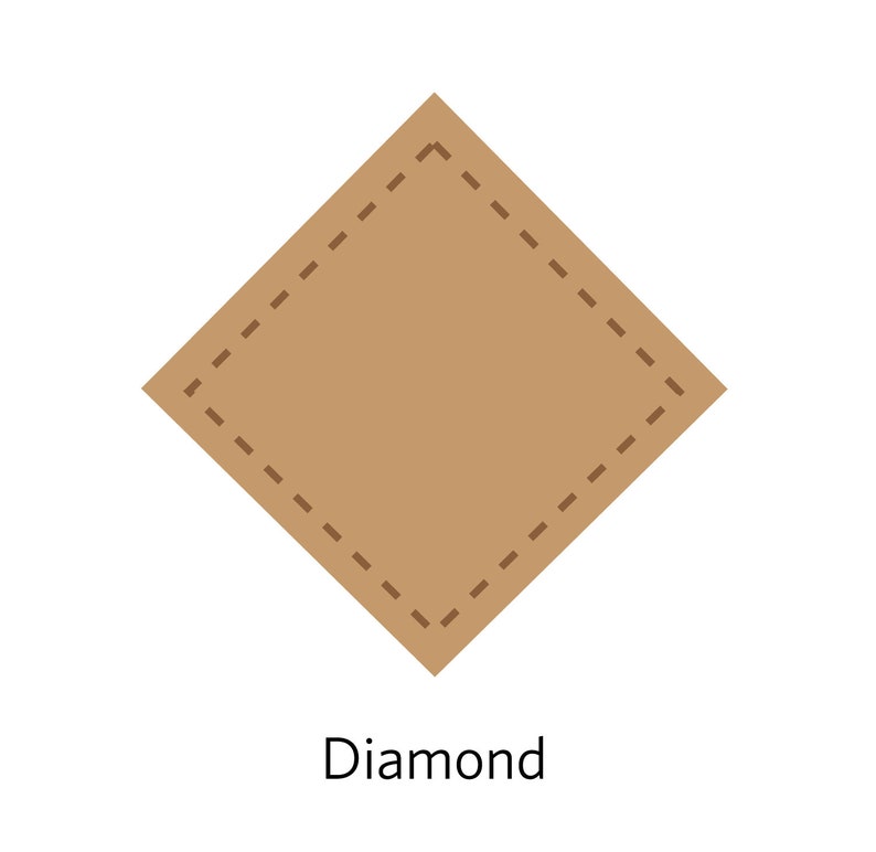 May include: A brown diamond shape with a dashed outline. The word "Diamond" is written below the shape.