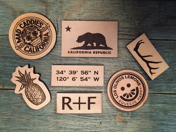 50 Laser Etched Leather Patches, Company Patches, Personalized Patches