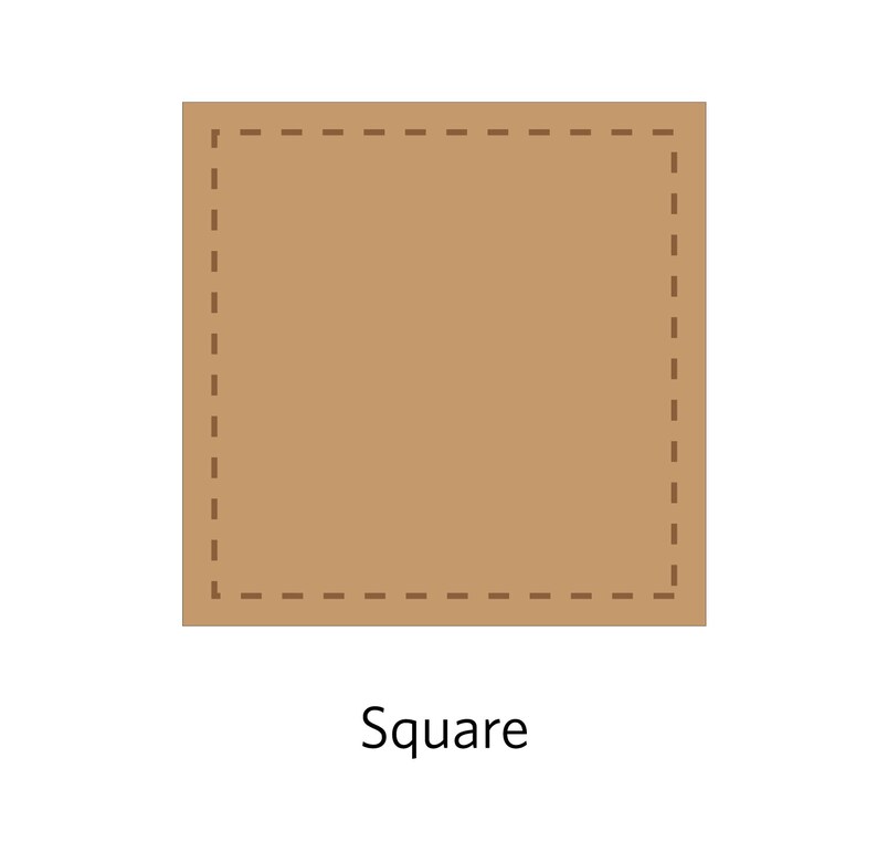 May include: A brown square with a dashed line border. The word "Square" is written below the square.