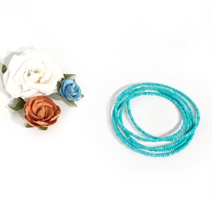 Long Turquoise Necklace, Tiny Bead Necklace, Dainty Beaded Choker Necklace, Turquoise Bead Necklace, Beaded Necklaces for Women