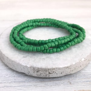 Green Bracelet, Green Seed Beaded Bracelet, Multi-Strand Stretch Bracelet, Colorul Bracelet Set for Women, Handmade Boho Beaded Jewelry Her