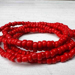Stackable Red Seed Bead Bracelets, Boho Beaded Jewelry, Multi-Strand Stretch Bracelet, Seed Bead Bracelet, Bracelet Set for Women