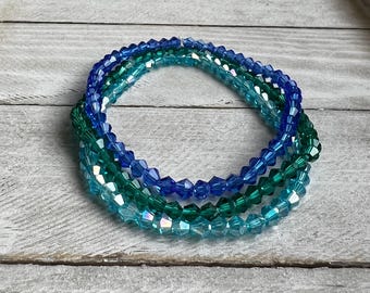 Crystal Bracelets Dainty Stackable Elastic Bracelet  Tiny Crystal Bead Bracelet  Minimalist Stretchy Layering Bracelets  Handmade Jewelry
