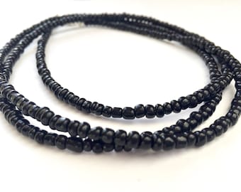 Black bead necklace, Long beaded necklaces for women, Extra long small beads necklace, Seed bead necklace, Boho Jewelry & Gifts for Her